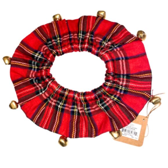 🎄HP🎄Red Tartan Dog Christmas Collar with Bells Size Small/Medium Holiday - Picture 3 of 3